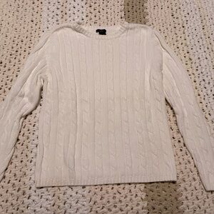 large Izod Cable Knit Sweater in white